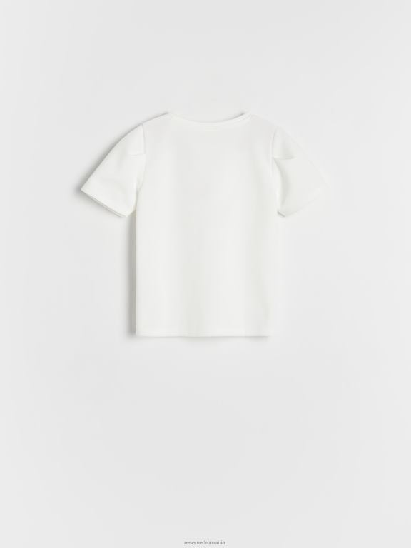 cremă Reserved fetelor îmbrăcăminte tricou din amestec modal 648HZ1892