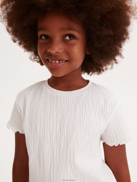 cremă Reserved fetelor îmbrăcăminte tricou din material structural 648HZ1751