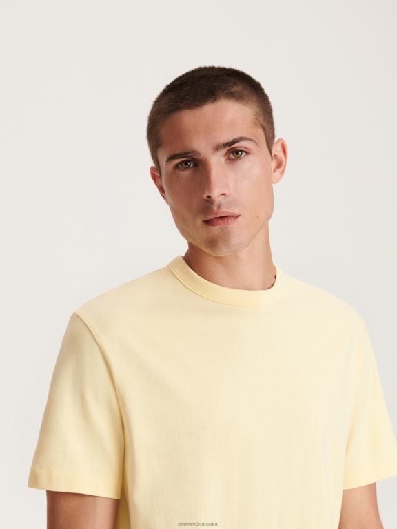 galben Reserved bărbați îmbrăcăminte tricou cu potrivire regulată în stil nou 648HZ1175