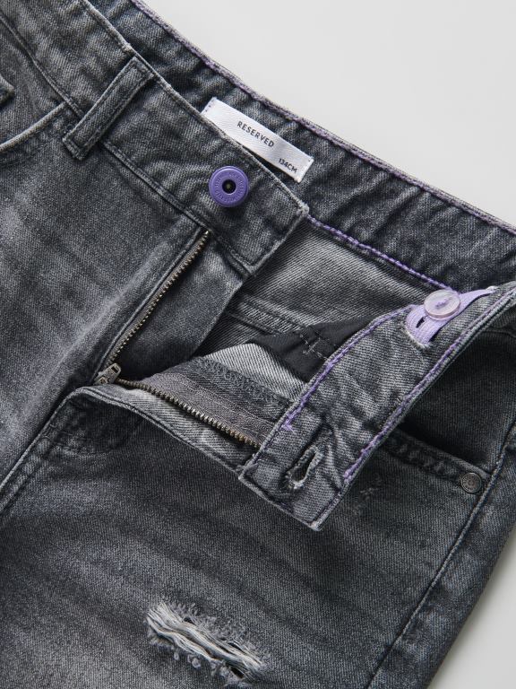 gri Reserved băieți îmbrăcăminte blugi obișnuiți învechiți 648HZ2150