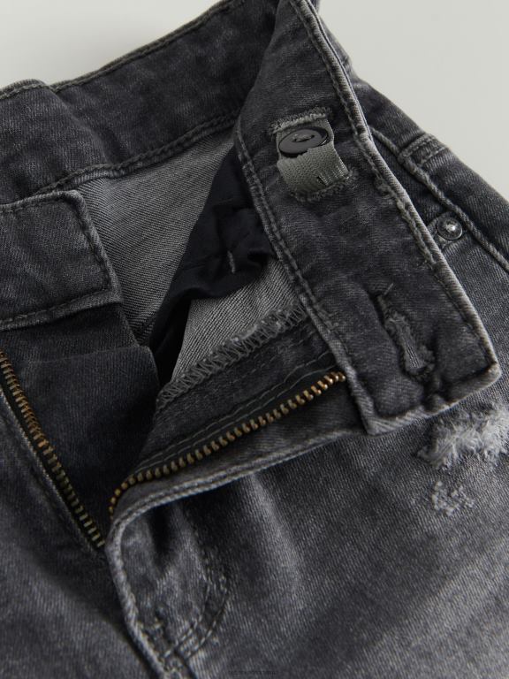 gri Reserved băieți îmbrăcăminte blugi subțiri învechiți 648HZ2200