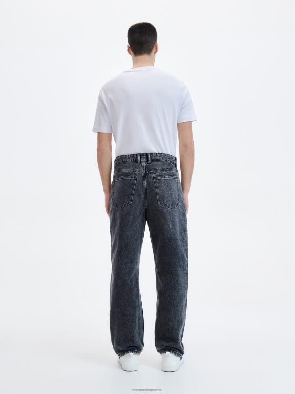 gri Reserved bărbați îmbrăcăminte blugi largi cu efect de spalare 648HZ1584