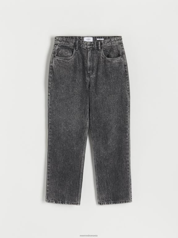 gri Reserved bărbați îmbrăcăminte blugi largi cu efect de spalare 648HZ1585