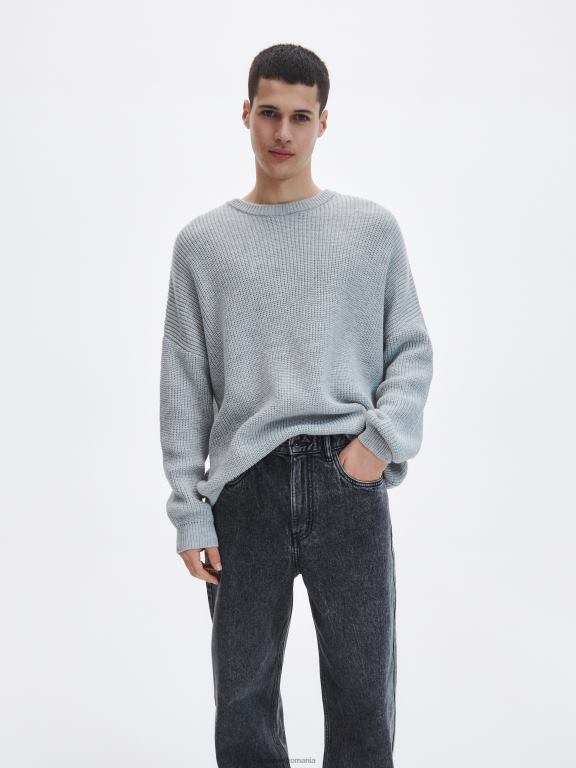 gri Reserved bărbați îmbrăcăminte blugi largi cu efect de spalare 648HZ1585