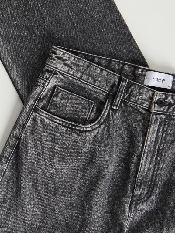 gri Reserved bărbați îmbrăcăminte blugi largi cu efect de spalare 648HZ1585