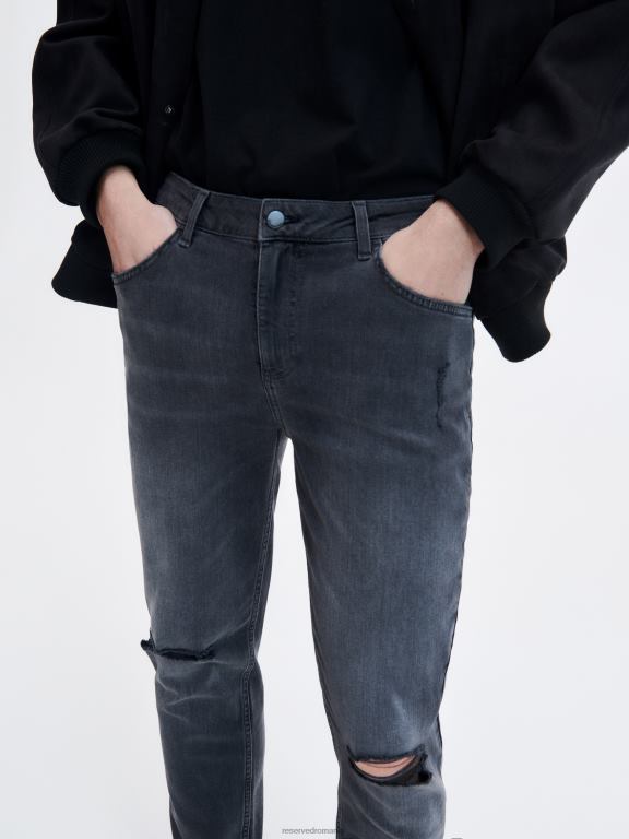 gri Reserved bărbați îmbrăcăminte blugi morcov slim 648HZ1575