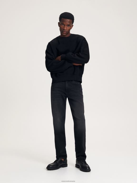 gri Reserved bărbați îmbrăcăminte blugi subțiri cu efect de spălare 648HZ1559