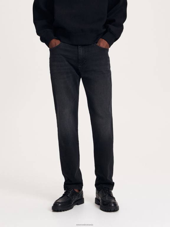 gri Reserved bărbați îmbrăcăminte blugi subțiri cu efect de spălare 648HZ1559