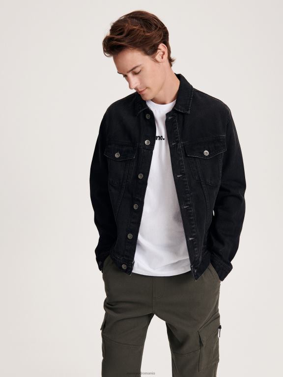 gri Reserved bărbați îmbrăcăminte jacheta denim 648HZ1619