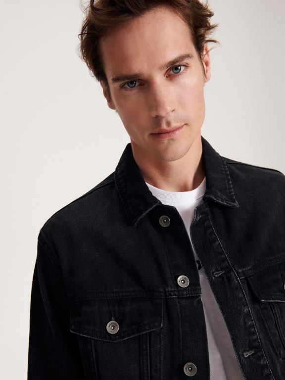 gri Reserved bărbați îmbrăcăminte jacheta denim 648HZ1619