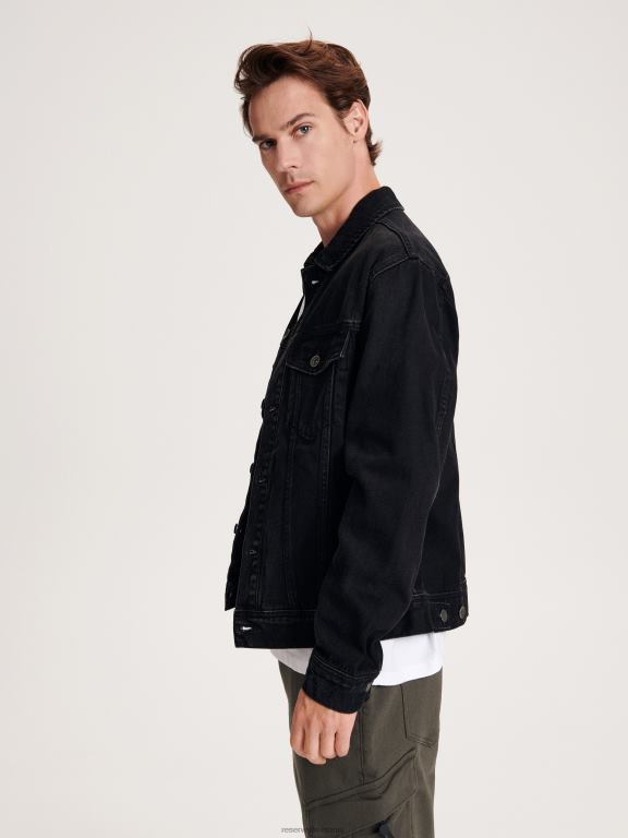 gri Reserved bărbați îmbrăcăminte jacheta denim 648HZ1619
