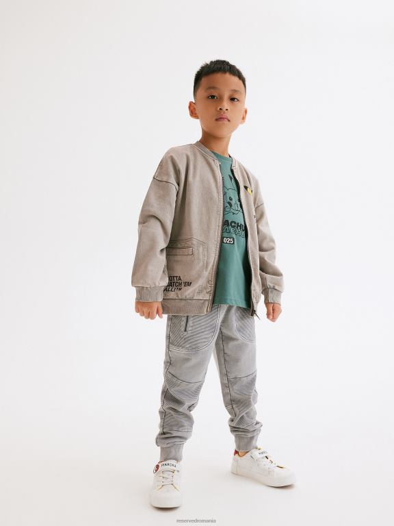 gri deschis Reserved băieți îmbrăcăminte hanorac bomber supradimensionat pokemon 648HZ2060