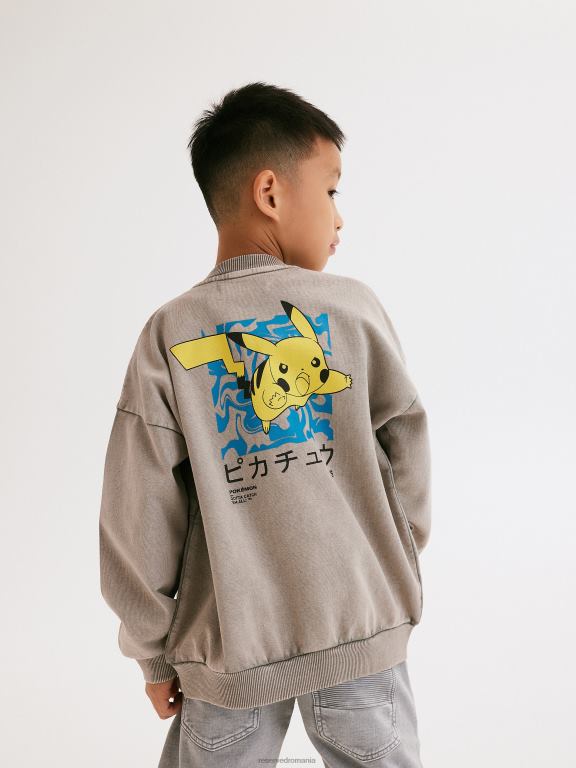 gri deschis Reserved băieți îmbrăcăminte hanorac bomber supradimensionat pokemon 648HZ2060