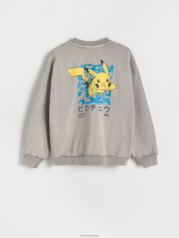 gri deschis Reserved băieți îmbrăcăminte hanorac bomber supradimensionat pokemon 648HZ2060