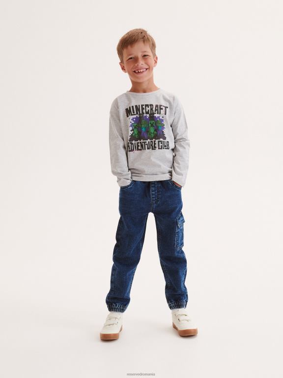 gri deschis Reserved băieți îmbrăcăminte tricou minecraft cu maneca lunga 648HZ2107