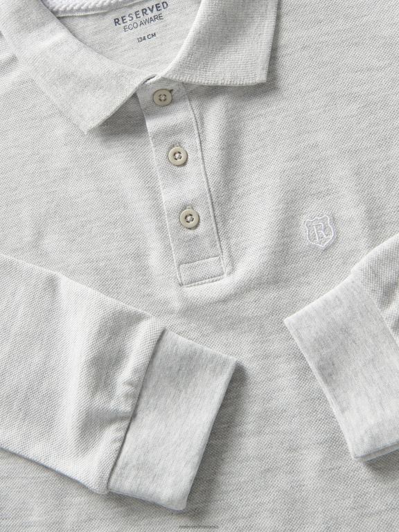 gri deschis Reserved băieți îmbrăcăminte tricou polo din bumbac cu maneca lunga 648HZ2120