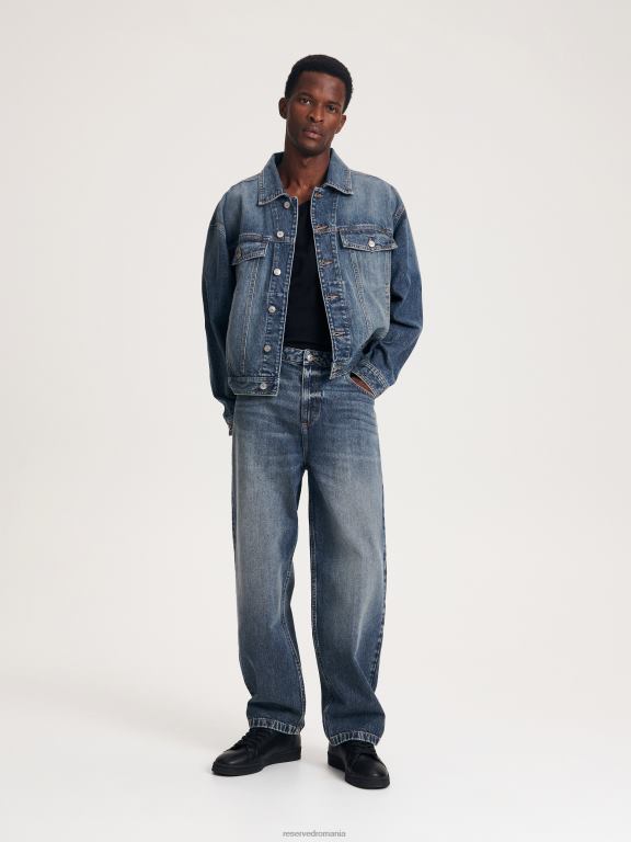 gri deschis Reserved bărbați îmbrăcăminte blugi largi cu efect de spalare 648HZ1549