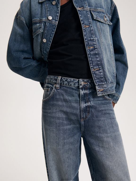 gri deschis Reserved bărbați îmbrăcăminte blugi largi cu efect de spalare 648HZ1549