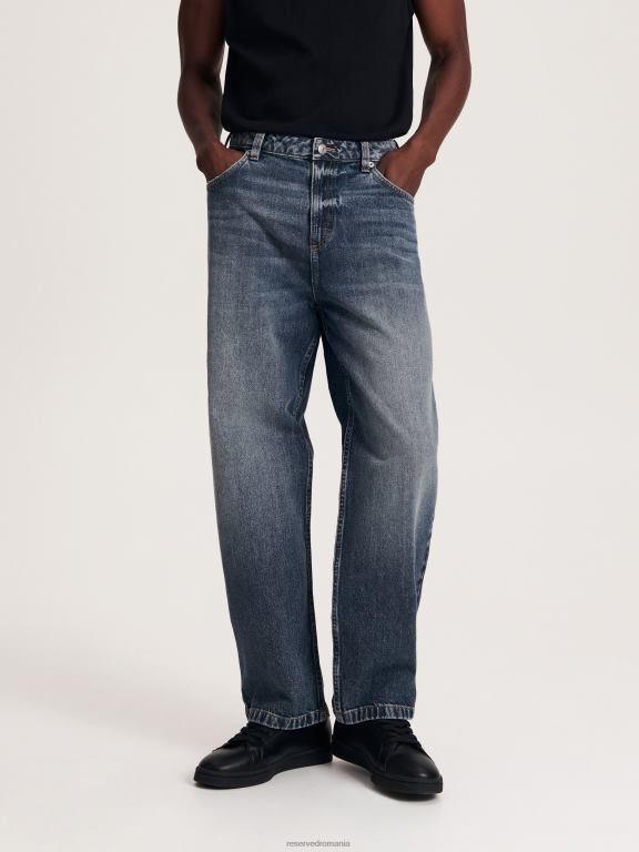 gri deschis Reserved bărbați îmbrăcăminte blugi largi cu efect de spalare 648HZ1549