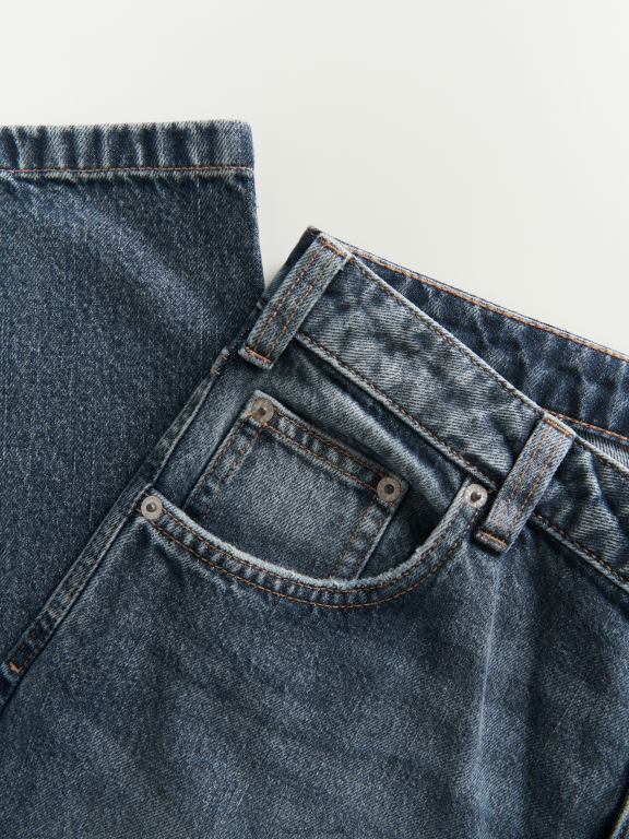 gri deschis Reserved bărbați îmbrăcăminte blugi largi cu efect de spalare 648HZ1549