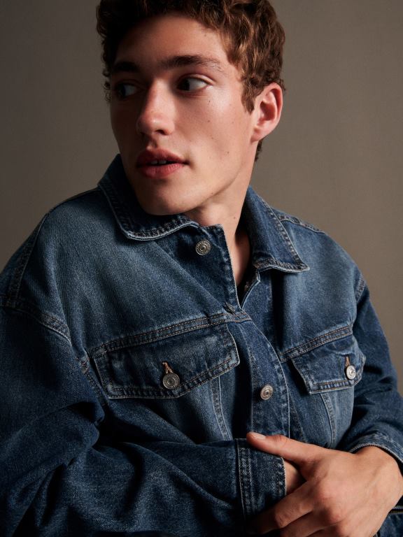 gri deschis Reserved bărbați îmbrăcăminte jacheta denim 648HZ1631