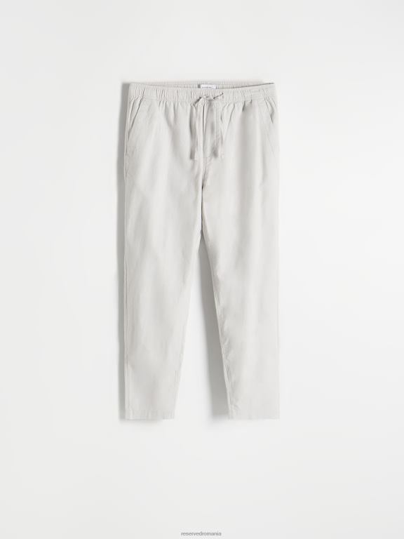 gri deschis Reserved bărbați îmbrăcăminte pantaloni chino cu amestec de in 648HZ1357