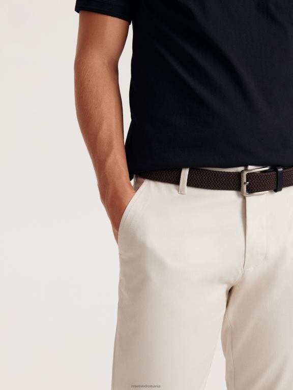 gri deschis Reserved bărbați îmbrăcăminte pantaloni chino slim cu centura 648HZ1120