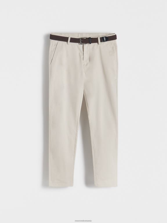 gri deschis Reserved bărbați îmbrăcăminte pantaloni chino slim cu centura 648HZ1120