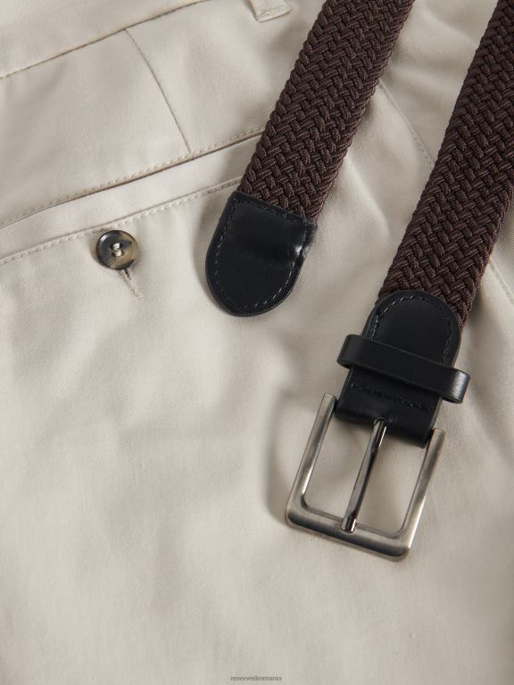 gri deschis Reserved bărbați îmbrăcăminte pantaloni chino slim cu centura 648HZ1120