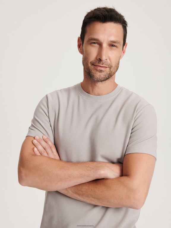 gri deschis Reserved bărbați îmbrăcăminte stil de modă tricou cu potrivire obișnuită 648HZ1293