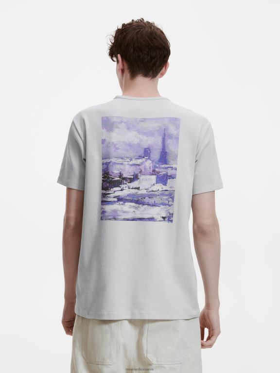 gri deschis Reserved bărbați îmbrăcăminte tricou la modă cu imprimeu cu fit regulat 648HZ1274