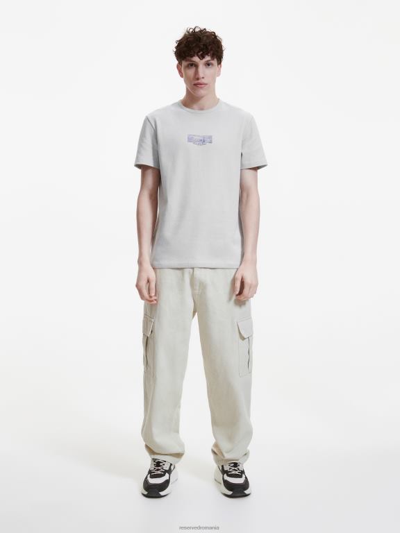 gri deschis Reserved bărbați îmbrăcăminte tricou la modă cu imprimeu cu fit regulat 648HZ1274