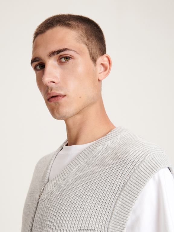 gri deschis Reserved bărbați îmbrăcăminte vesta din bumbac 648HZ1096