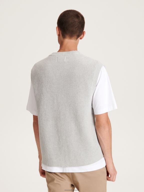 gri deschis Reserved bărbați îmbrăcăminte vesta din bumbac 648HZ1096