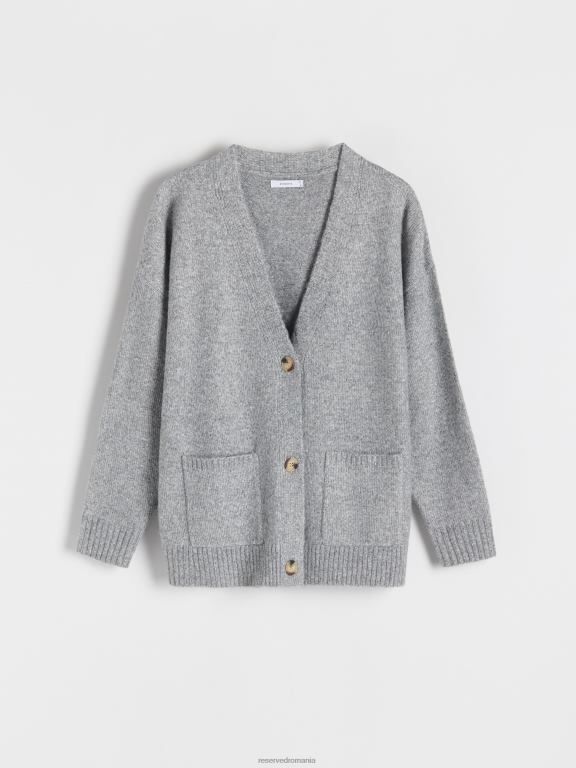 gri deschis Reserved femei îmbrăcăminte cardigan cu buzunare 648HZ924