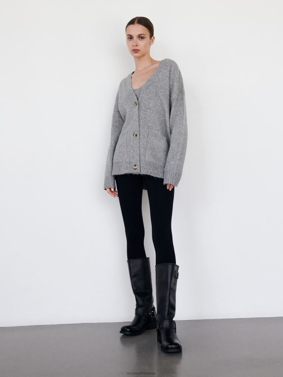 gri deschis Reserved femei îmbrăcăminte cardigan cu buzunare 648HZ924