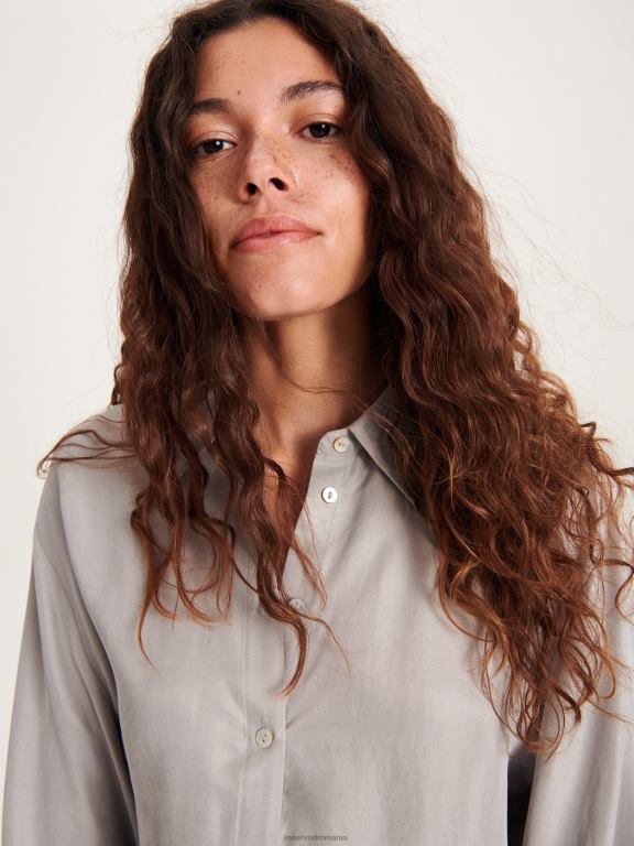 gri deschis Reserved femei îmbrăcăminte cămașă bogată în cupro 648HZ61