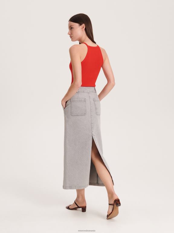 gri deschis Reserved femei îmbrăcăminte fusta midi denim 648HZ835