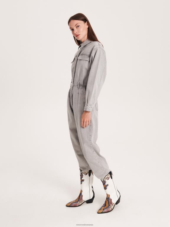 gri deschis Reserved femei îmbrăcăminte salopetă din denim cu adunare 648HZ223