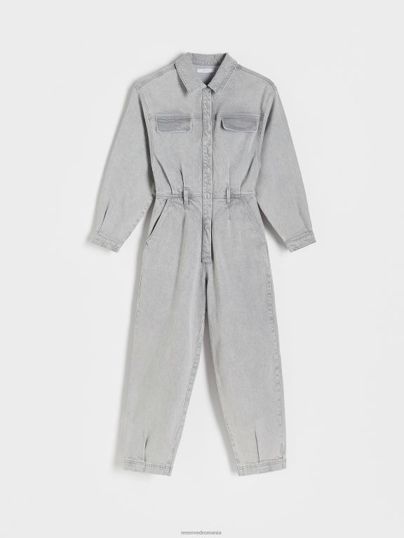 gri deschis Reserved femei îmbrăcăminte salopetă din denim cu adunare 648HZ223
