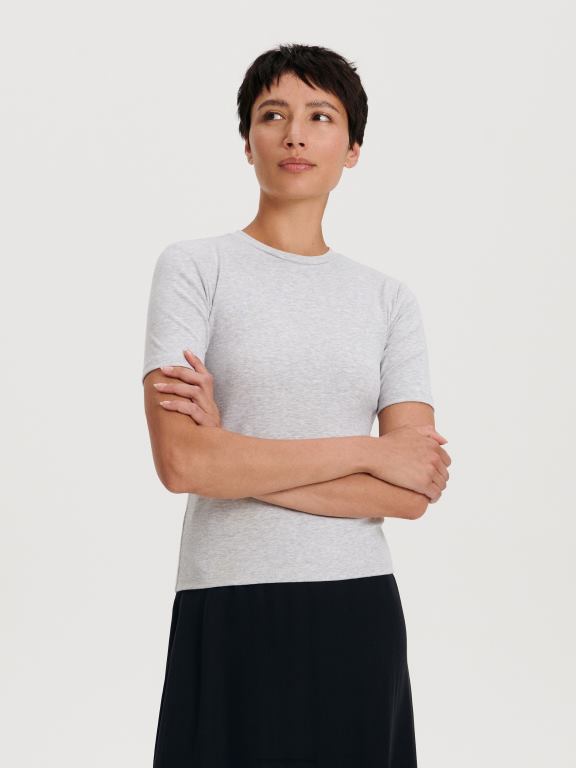 gri deschis Reserved femei îmbrăcăminte tricou nou regular fit 648HZ431