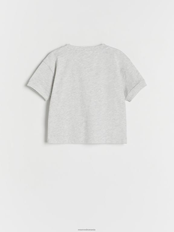 gri deschis Reserved fetelor îmbrăcăminte tricou cu plasture 648HZ1939