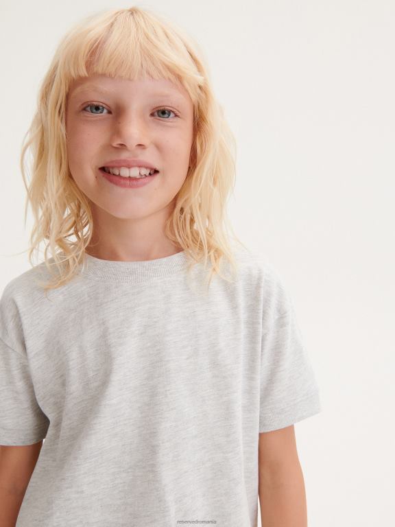 gri deschis Reserved fetelor îmbrăcăminte tricou cu plasture 648HZ1939