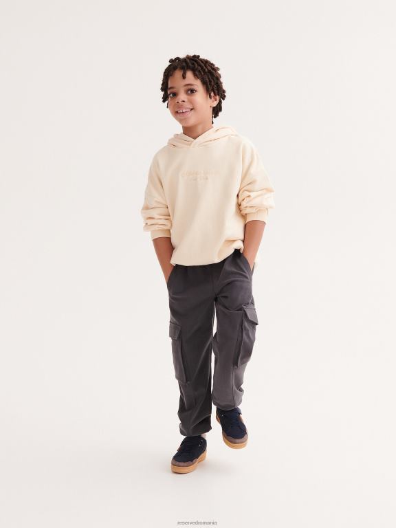gri inchis Reserved băieți îmbrăcăminte pantaloni cargo din jerseu 648HZ2138