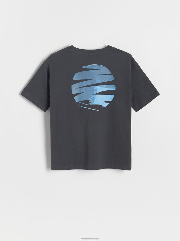 gri inchis Reserved băieți îmbrăcăminte tricou supradimensionat cu imprimeu 648HZ2048