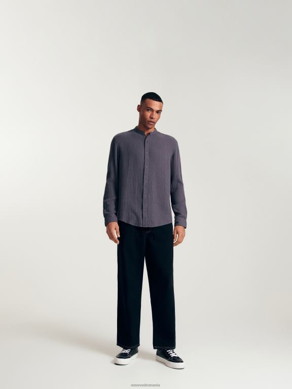 gri inchis Reserved bărbați îmbrăcăminte cămașă cu potrivire obișnuită 648HZ1387