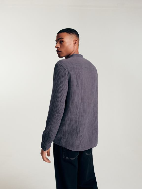 gri inchis Reserved bărbați îmbrăcăminte cămașă cu potrivire obișnuită 648HZ1387