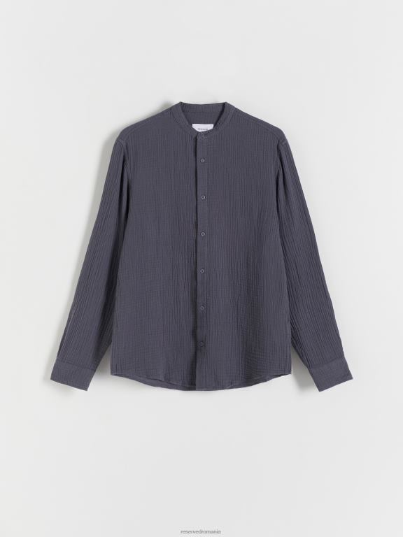 gri inchis Reserved bărbați îmbrăcăminte cămașă cu potrivire obișnuită 648HZ1387