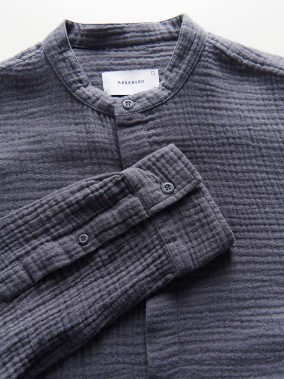 gri inchis Reserved bărbați îmbrăcăminte cămașă cu potrivire obișnuită 648HZ1387