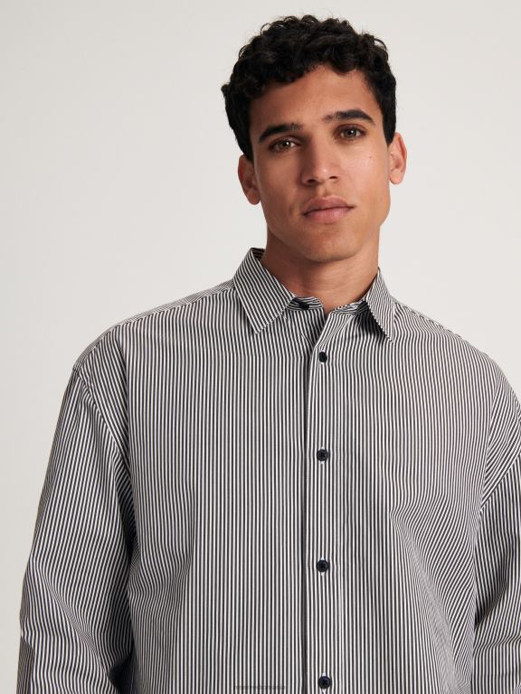 gri inchis Reserved bărbați îmbrăcăminte cămașă supradimensionată 648HZ1408